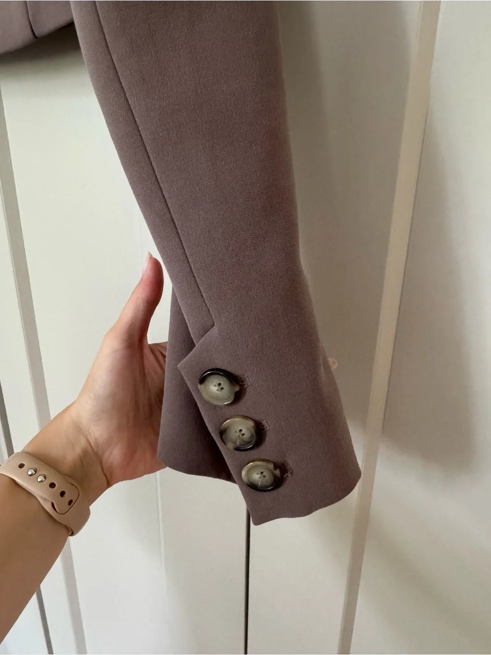 ZARA Cropped Blazer in Taupe Brown